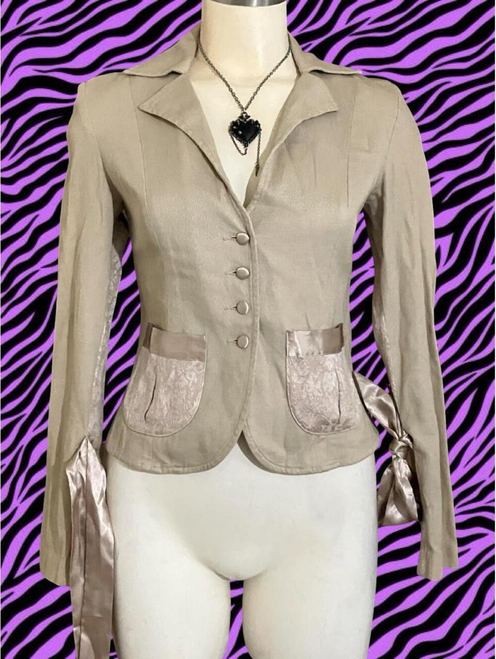 Y2k Wet Seal corduroy blazer with satin panels on the sleeves